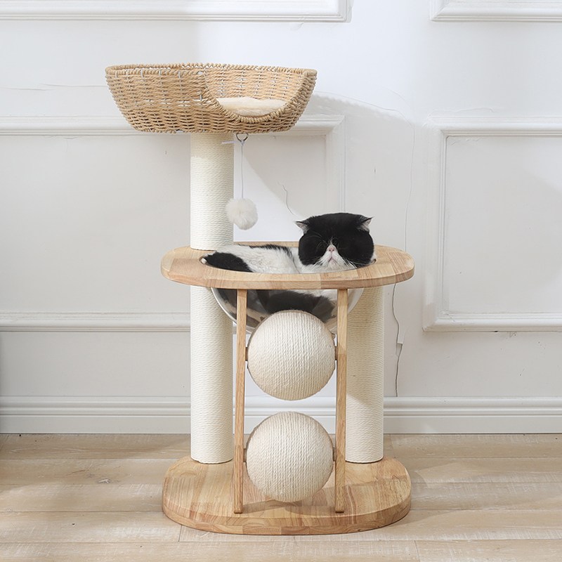 레브펫 고양이 원목 스크래쳐볼 수공예 바스켓 캣타워, 1개, 혼합색상 93,600원