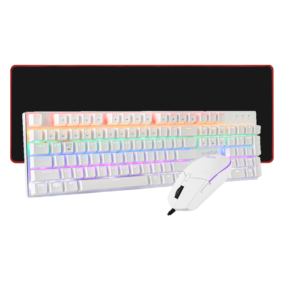 지클릭커 스페셜 키보드 청축 + 마우스 + 장패드 세트, WHITE(키보드, 마우스), BLACK(패드), GMK-510X, 일반형 36,900원