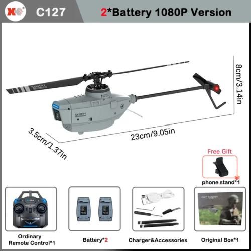 C127 C128 RC 헬리콥터 2.4G 6G 시스템 4CH 원격 제어 1080P 카메라 Wifi FPV 6 축 센트리 드론 성인용, 장난감 229,350원