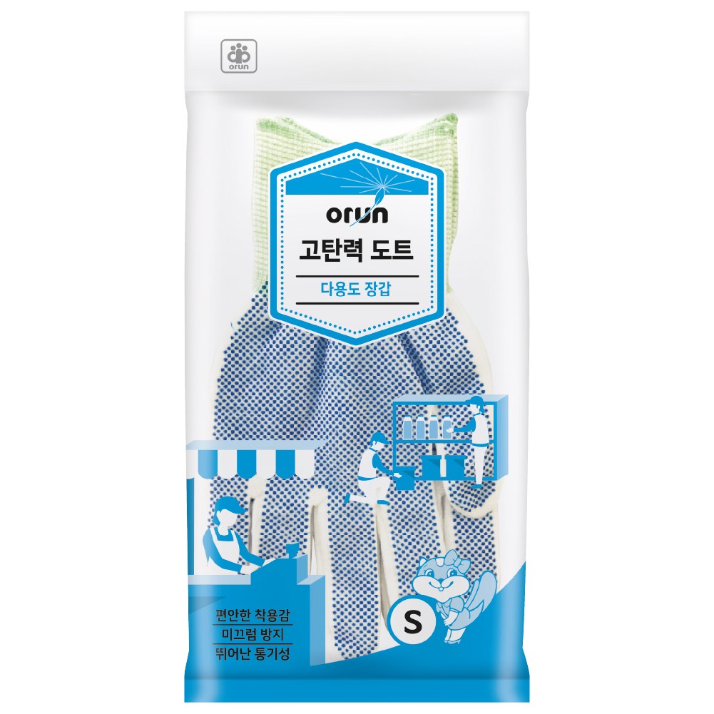 [오런] 고탄력도트 1P 미끄럼방지 작업장갑, 소(S), 흰색, 200개 153,000원