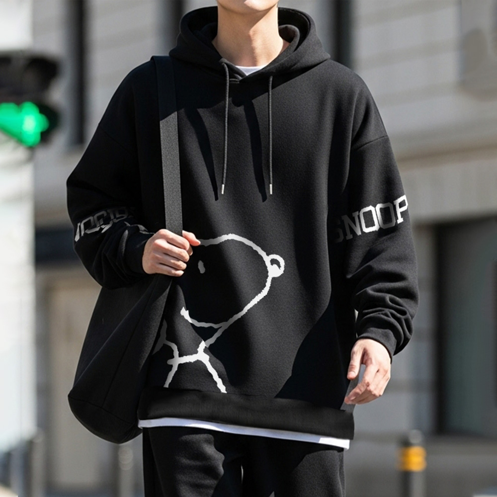 문컬렉션 남녀공용 오버핏 캐주얼 프린팅 후드 피너츠 빅스누피 테리 후드티 35,900원