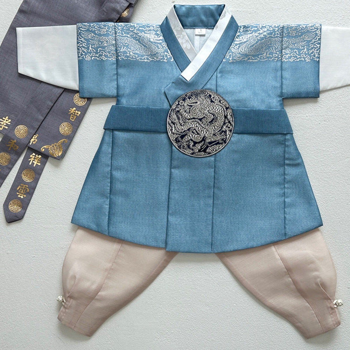 은박 하늘빛 동다리 고급 남아한복 (백일~10호) 어린이 돌잔치 키즈 유아 돌잔치 아동한복 86,000원