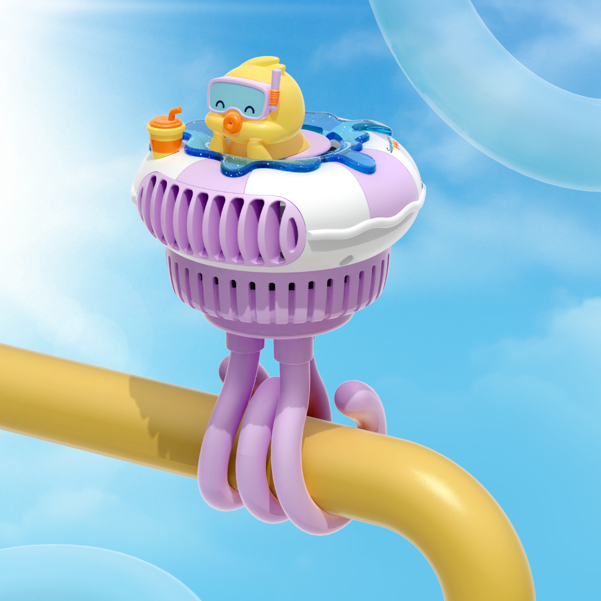 애니버디즈 휴대용 유모차 선풍기 문어발, 퍼플덕, 선풍기 23,900원