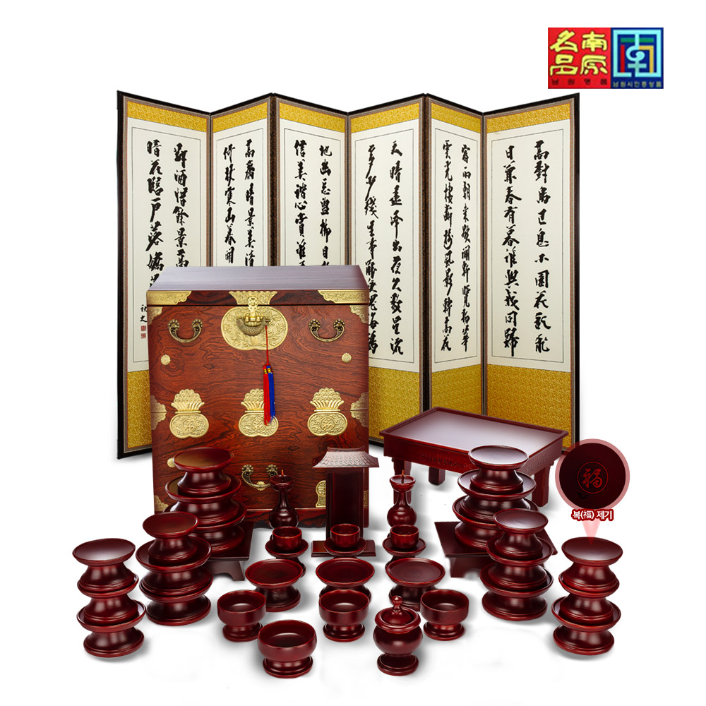 춘향골 남원목기 물푸레 복제기 37p + 오동함 (+향로상)+추사 산수화 6폭병풍 630,000원