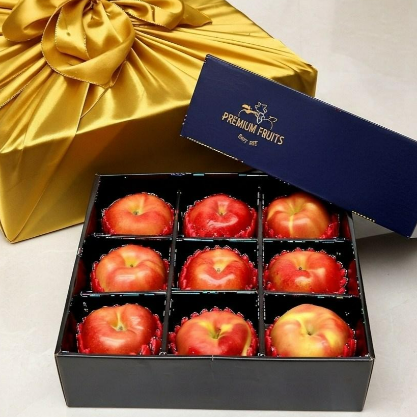 [백화점납품] 고급 포장으로 마음 전하는 9칸 보자기 과일 선물세트, 1박스, 명작사과세트 / 사과 9입 108,320원