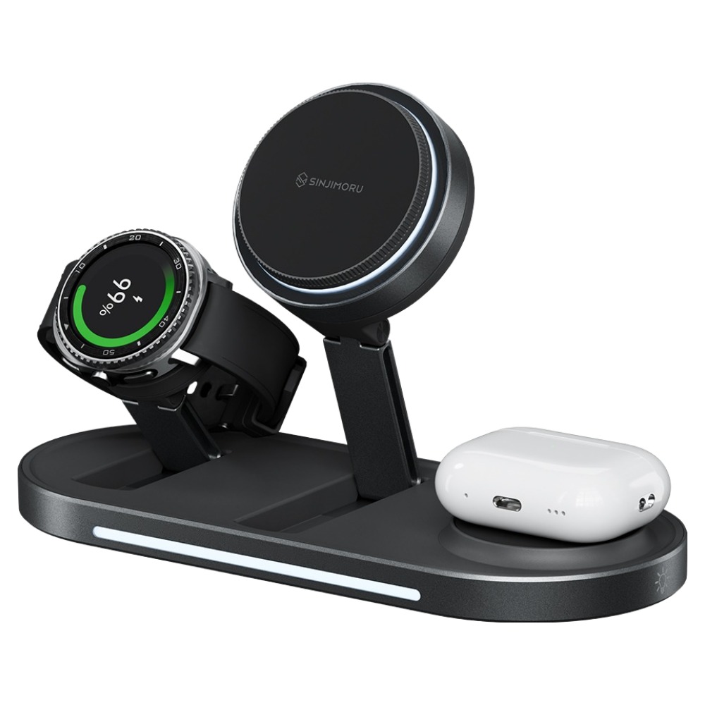 신지모루 25W Qi2.2 쿨링 3in1 초고속 맥세이프 접이식 M 듀얼폴드 쿨러터보 애플 갤럭시 워치 호환 무선충전 거치대, 블랙, 1개 49,900원