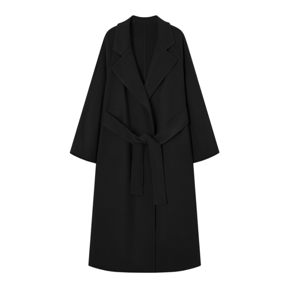 여성 클래식 블랙 오픈 롱코트 / 세미오버핏 테일러드 스트링 코트 하객룩 출근룩 88,000원