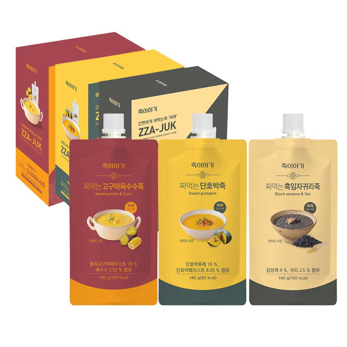 죽이이야기 간편한 짜먹는죽 고구마옥수수죽, 단호박죽, 흑임자귀리죽 3종 21P 구성, 21개, 140g 40,630원