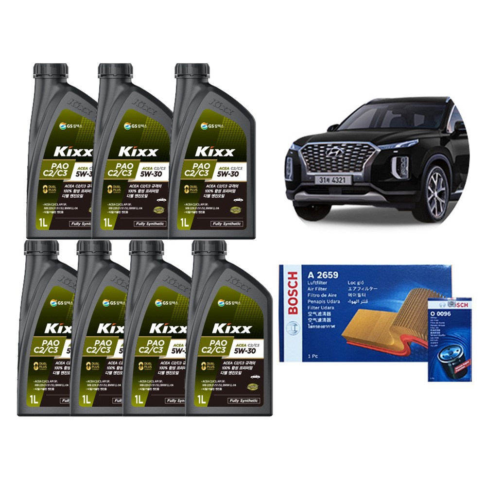 [킥스파오 KIXX PAO C2C3 5W30] 팰리세이드 디젤 합성엔진오일 필터 패키지 세트 85,000원