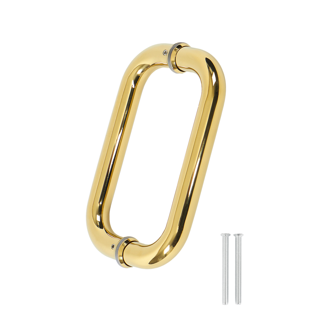 철물이네 강화도어 손잡이 200mm 스텐 원형 25파이 유리문, 골드유광, 1개 22,500원