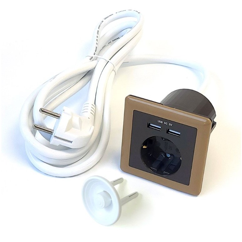 철물의민족 가구용 매립형 사각 USB 충전 매입 콘센트 국내생산 책상 전선캡 침대 빌트인 멀티탭, 1개 27,000원