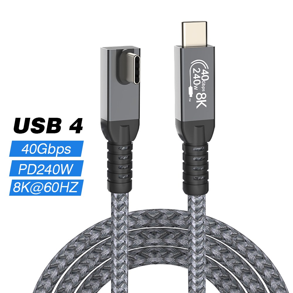 Thunderbolt USB 4 90도 각도 케이블 40Gbps 팔꿈치 유형 C 데이터 전송 PD240W 고속 충전 19,800원