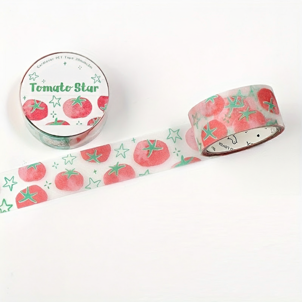 다이어리 꾸미기 데코 네잎클로버 토마토 투명 라벨형 마스킹 테이프 6,400원