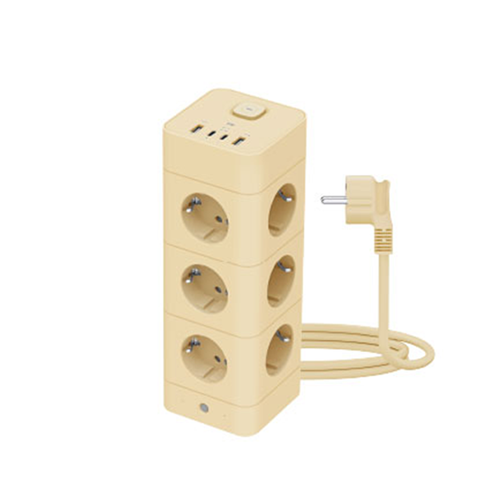 [올더아이템스] 에코너 타워 멀티탭 3단 16구, 바닐라베이지, 1개, 1.8m 74,000원