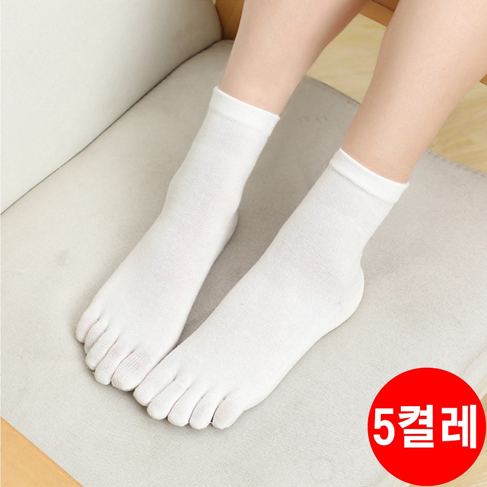 시크벤 여성 발가락 양말 중목 5켤레 세트 고급 면 여자 삭스 12,800원