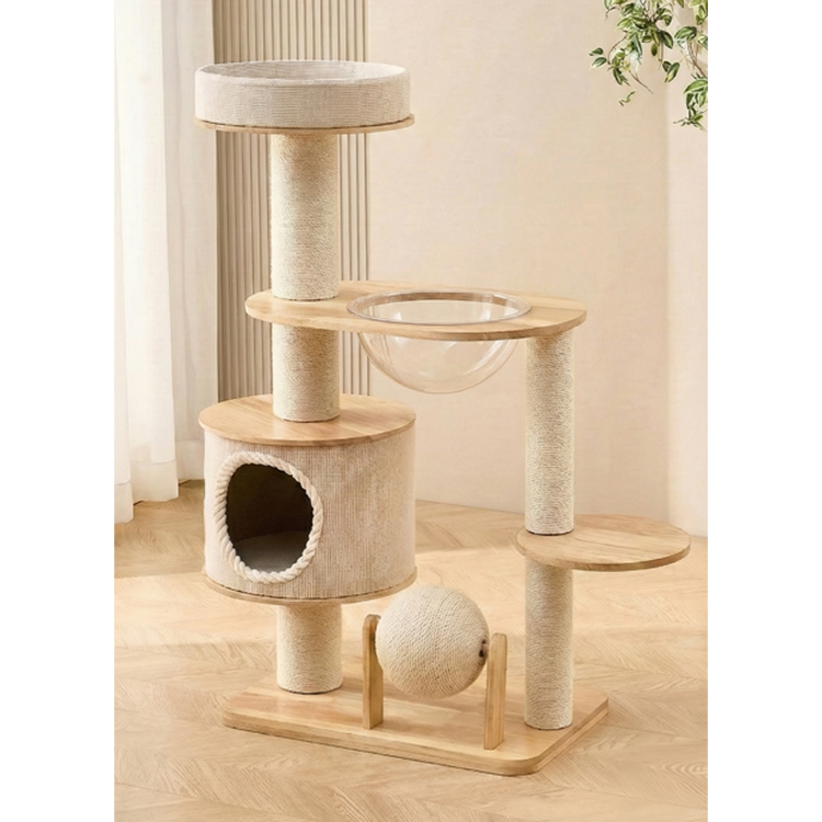 아그다 4단 원목 캣타워 스크래처볼 숨숨집 해먹, 1개, 원목 145,000원