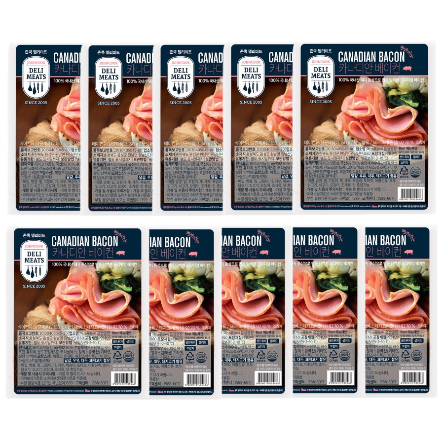 존쿡델리미트 카나디안베이컨 150g X 10개 53,800원