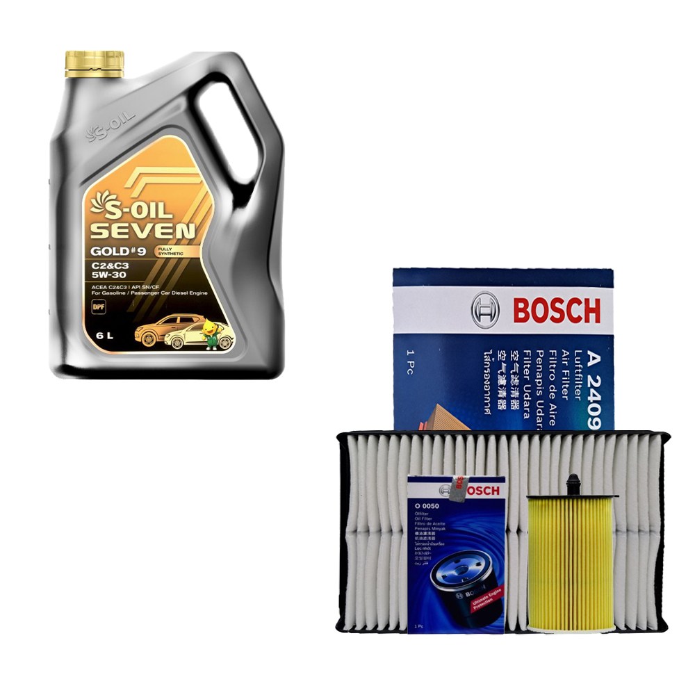 더뉴K7 VG 3.0 가솔린 에스오일 세븐골드 C2/C3 5W30(6L) 엔진오일+필터 세트 0050-2409 66,340원
