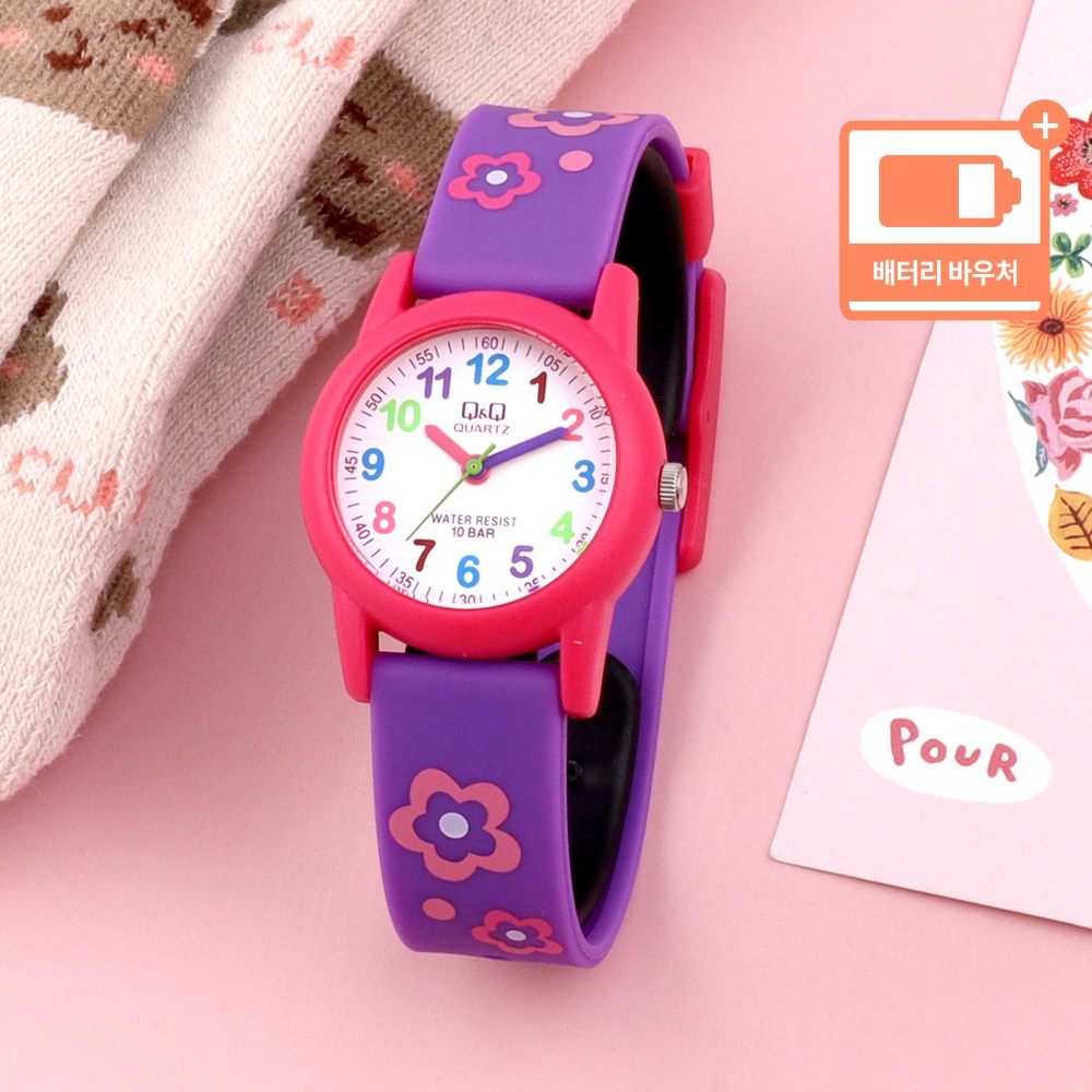 큐앤큐 정품 어린이 아동 100미터 방수 키즈 캐릭터 패션 초등학생 캐주얼 손목시계 + 배터리 바우처 19,900원