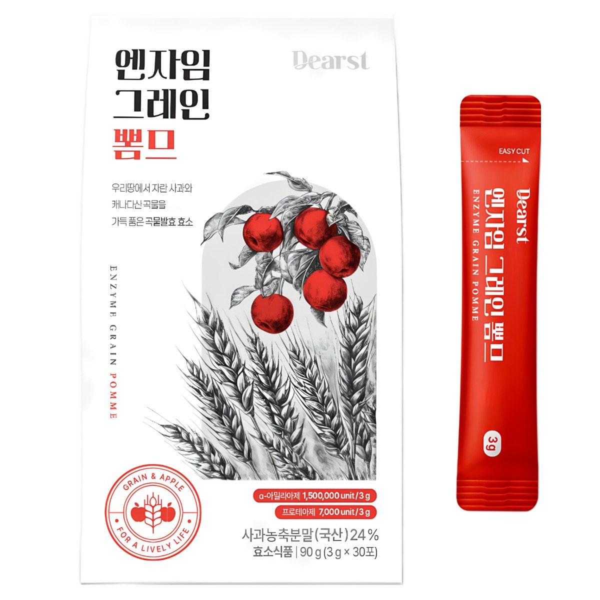 [디어스트] 가볍게 먹는 사과맛 순수발효효소 엔자임그레인뽐므 30포 간식 6,030원