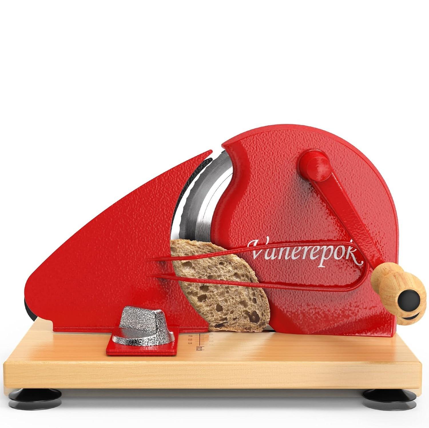 수동 빵 슬라이서 두께조절 베이킹 컷팅기 토스트 사워도우 커팅기 크랭크 컷팅, 1개, 레드 75,500원