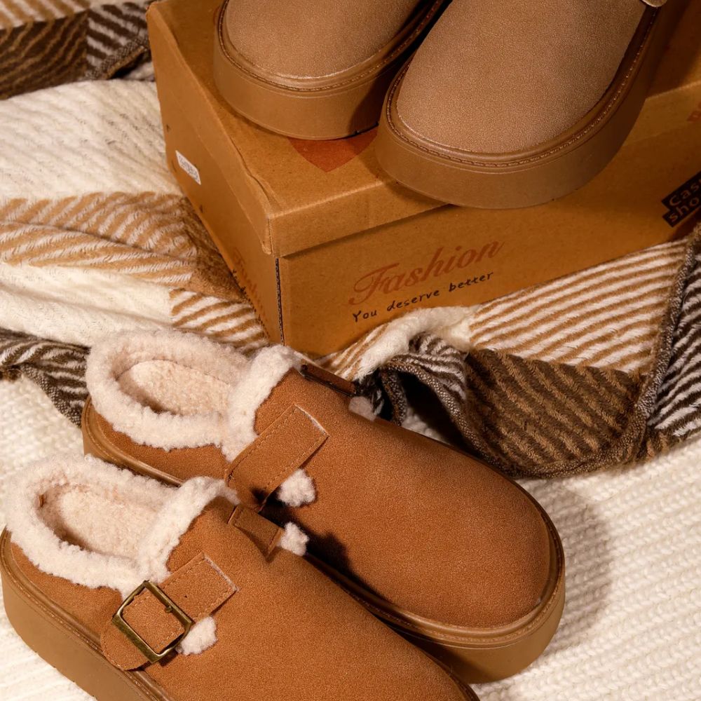 어반코드 여성용 보온 털 슬리퍼 키높이 통굽 4cm 따뜻한 털 실내화 23,900원