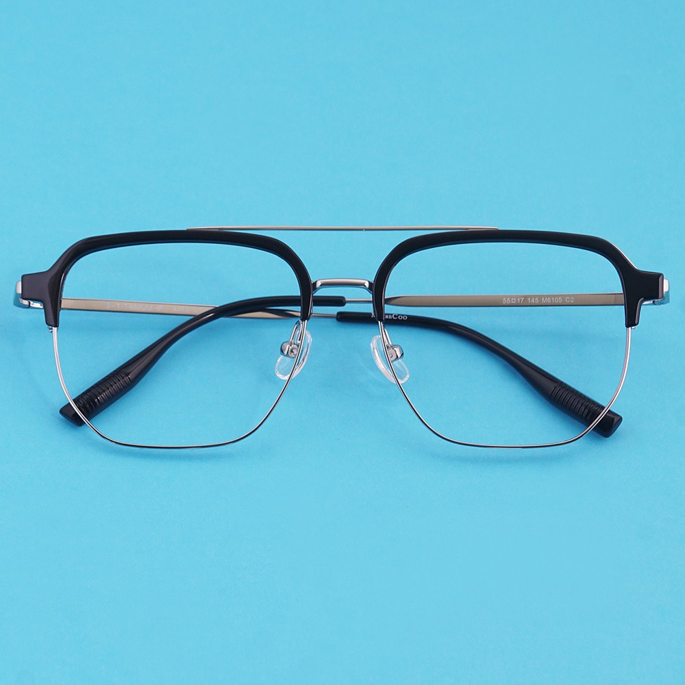 하루홀릭 남자 여자 빅사이즈 레트로 투브릿지 베타티타늄소재 블루라이트 차단 사각 보잉안경테 43,000원