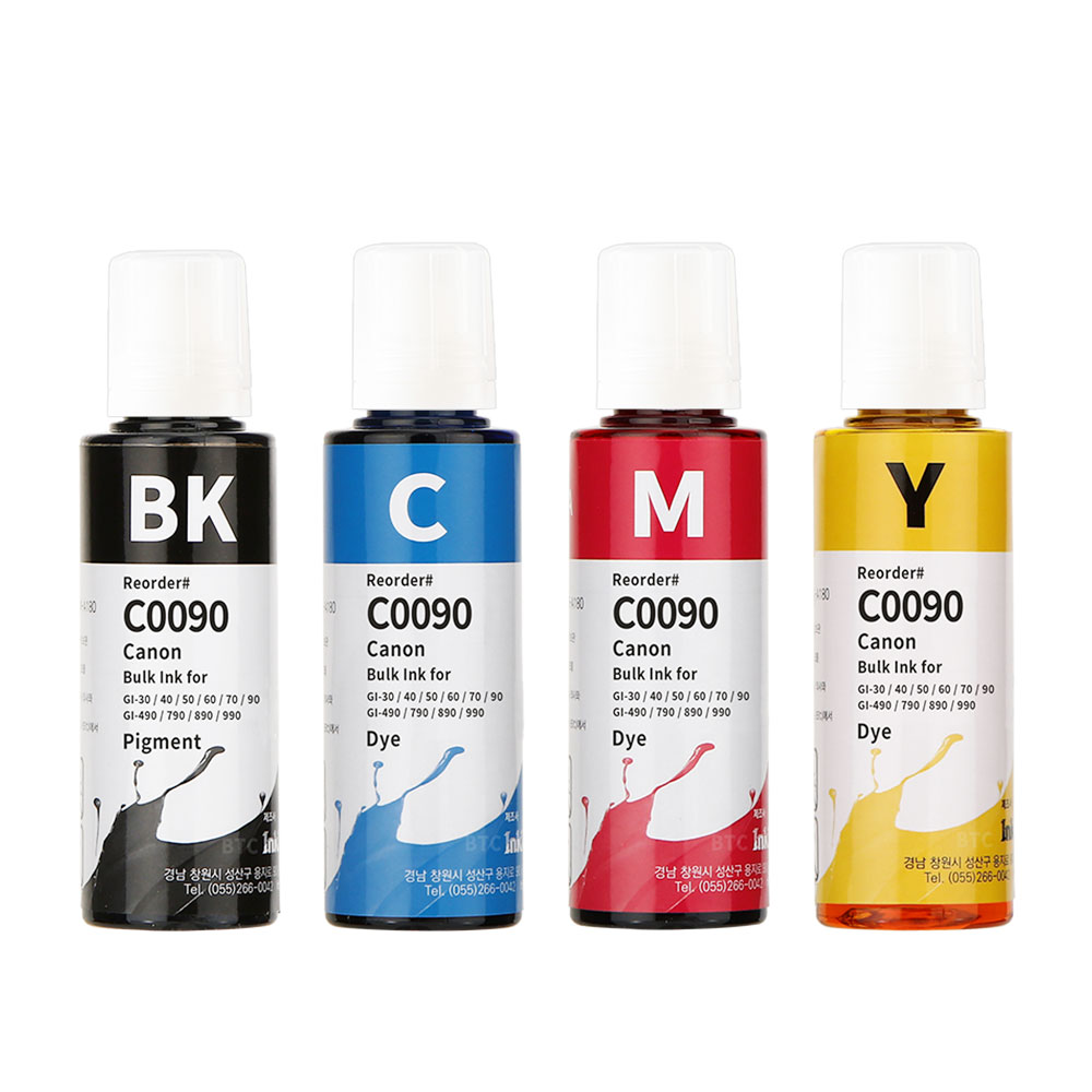 잉크테크 캐논 GI-90 GI-990 G1910 G2910 G3910 G4910 G6090 G7090 호환 무한 리필 잉크, 1세트, 4색(검정 안료+ 컬러 염료) 100ml 정품무한 17,000원