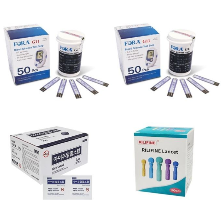 FORA G11 포라혈당시험지 (혈당시험지100매+침100+알콜솜100) 당뇨검사지 혈당측정 검사지 [본사출고] 30,000원