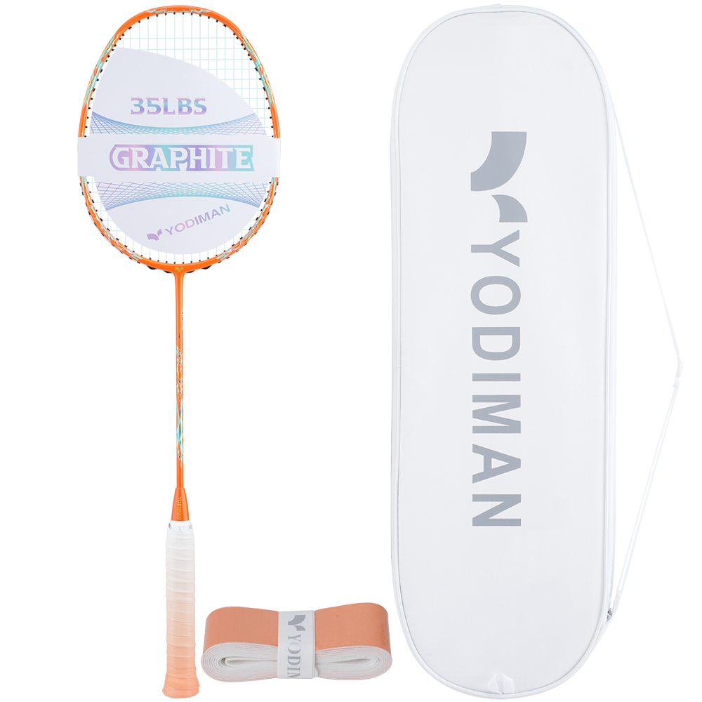 YODIMAN 초경량 배드민턴라켓 (프로 스트링 26lbs) 46T 고탄성 샤프트 35lbs 고강성 흑연 프레임 질주형 디자인, 1개, 에너지오렌지 3U 128,000원