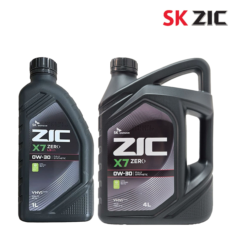 ZIC X7 지크 제로 0W30 가솔린 엔진오일 실속세트 (1L+4L 구성) 저점도 100% 합성유 36,000원