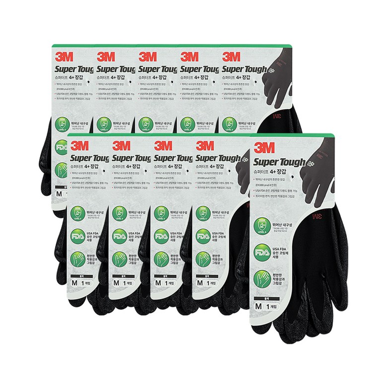 3M 슈퍼터프 4 플러스 코팅장갑 중형 블랙 10켤레 28,460원