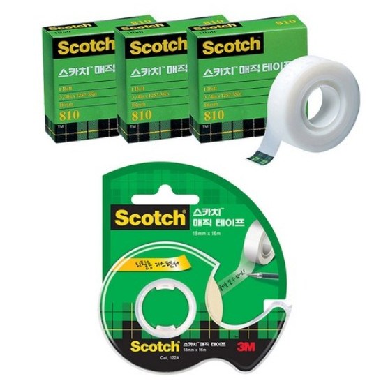스카치 매직 셀로판 테이프 리필 18mm x 15m 3p + 디스펜서 122 18mm x 16m 17,600원