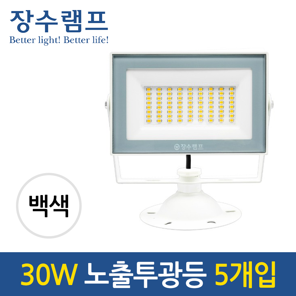 장수램프 LED 슬림 야외 간판 조명 30W 노출투광기 IP67 화이트 바디 53,500원