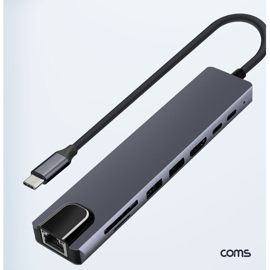USB C타입 멀티 컨버터 USB허브 도킹스테이션 랜카드 TF SD 카드리더기 HDMI컨버터 PD충전 이더넷 RJ45, 1개, 실버 18,000원