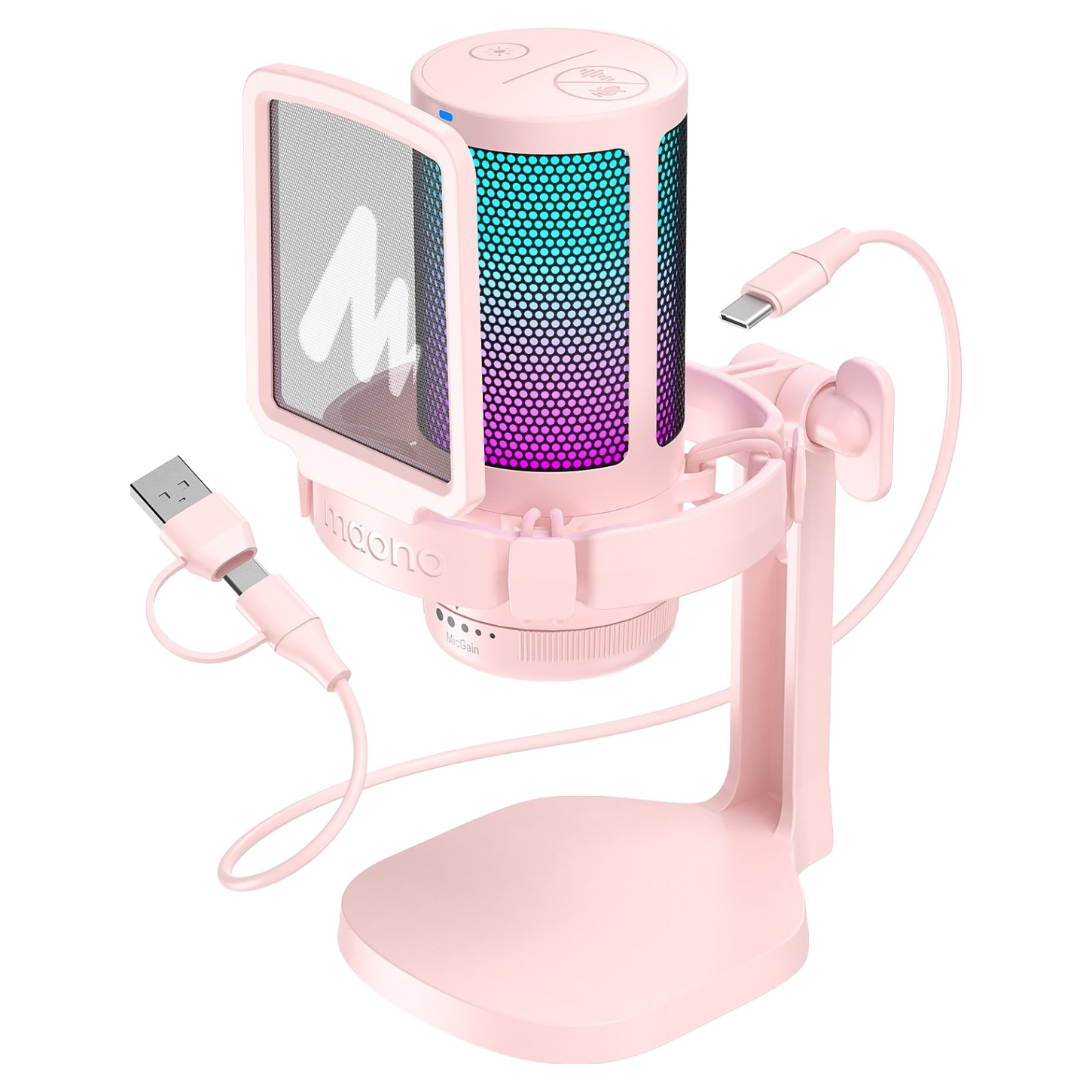 마오노 원터치 노이즈캔슬링 마이크 방송 녹음용 USB 콘덴서 게이밍, DGM20, 핑크 41,900원