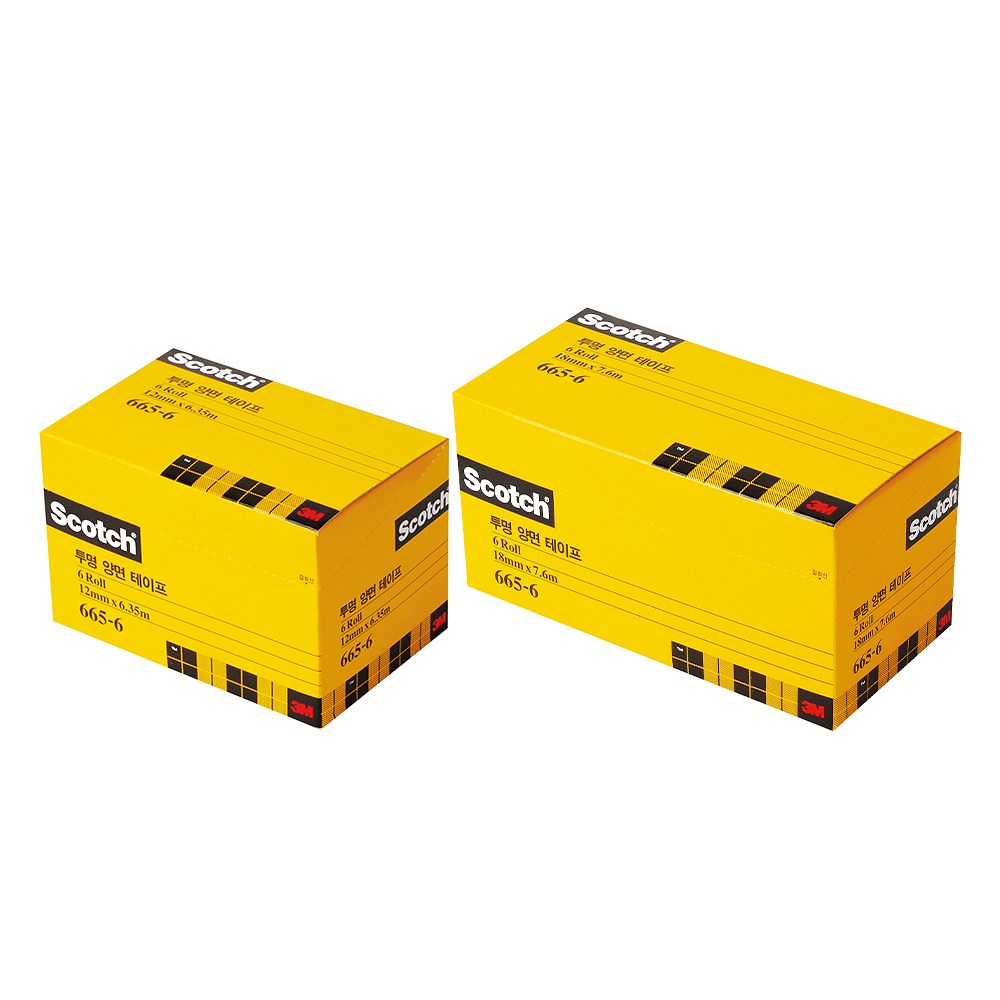 3M 스카치 665R-6 투명 양면 테이프 리필 - 665R-6(12mm x 6.35m 6롤),665R-6(18mm x 7.6m 6롤) 16,380원