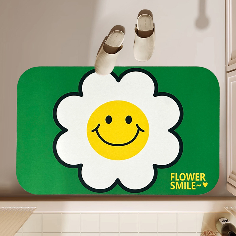 무식이네 스마일 플라워 빨아쓰는 규조토 발매트, 그린 5,990원
