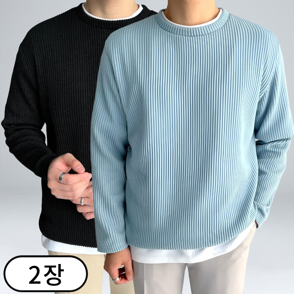 [1+1] 이브 남녀공용 오버핏 골지 라운드 니트 맨투맨 빅사이즈 L-5XL (633-2) 77,820원