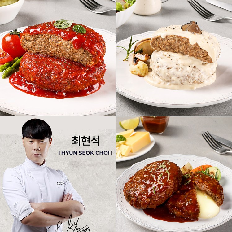 최현석 함박스테이크 더블치즈 5팩+트러플크림 5팩+바질토마토 5팩, 15개, 180g 62,400원