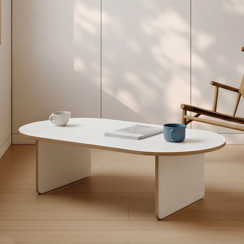 타원형 거실테이블 쇼파 좌식 테이블, 화이트우드엣지 1200 54,900원