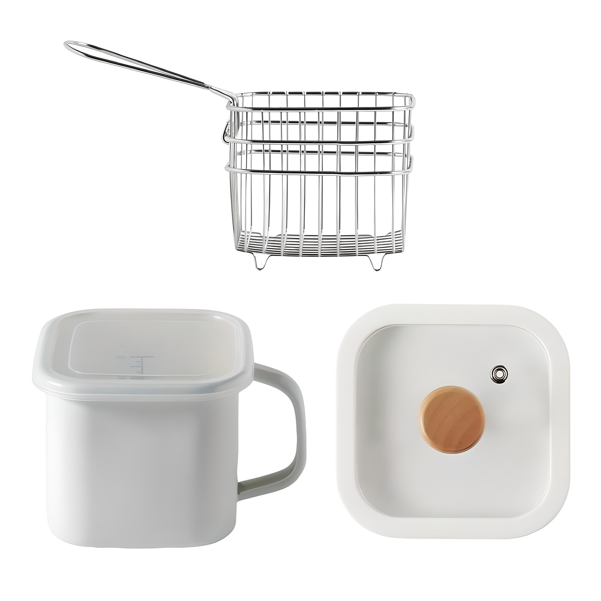 모다키친 인덕션 법랑냄비 1.45L + 유리뚜껑 + 튀김망 세트, 13.5cm, 혼합색상, 1세트 32,600원