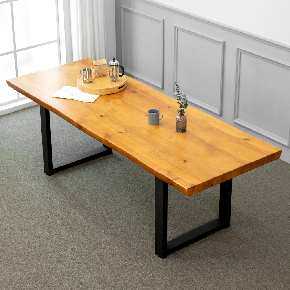 우드랩2200 집성 우드슬랩 테이블 카페 6인 식탁 원목, 라이트 브라운 379,000원