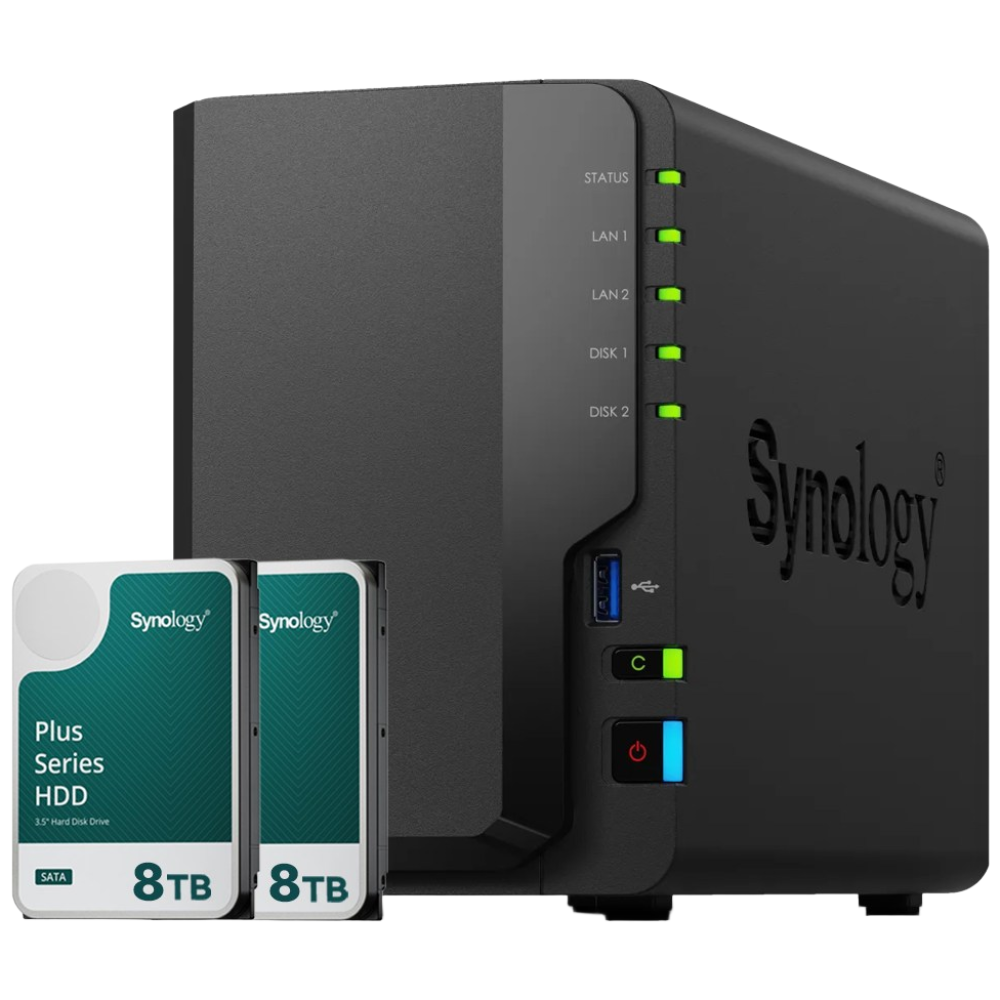 [ 시놀로지 공식총판 ] 시놀로지 나스 DS225+2bay [16TB]HAT3320-8TBX2EA 합본 기업용 NAS 1,623,000원