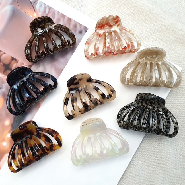 H-1009 프랑스 미니 빗살 반머리 집게핀 / 심플 마블 포인트 작은 헤어핀 반묶음 중간 머리핀 8컬러 8,900원