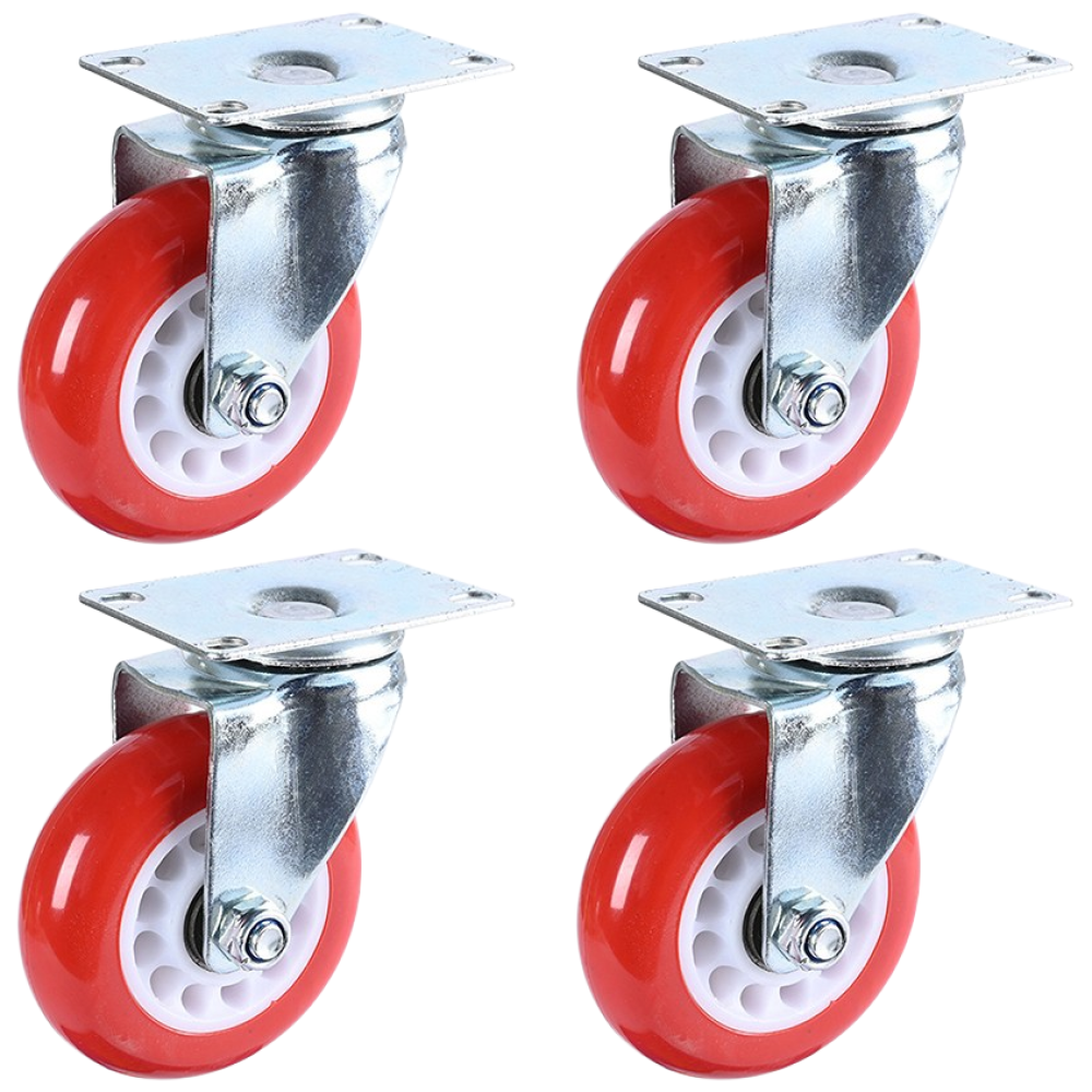 산업용 바퀴 우레탄 대차 3인치 7.5cm 빨강 4개구성 15,500원