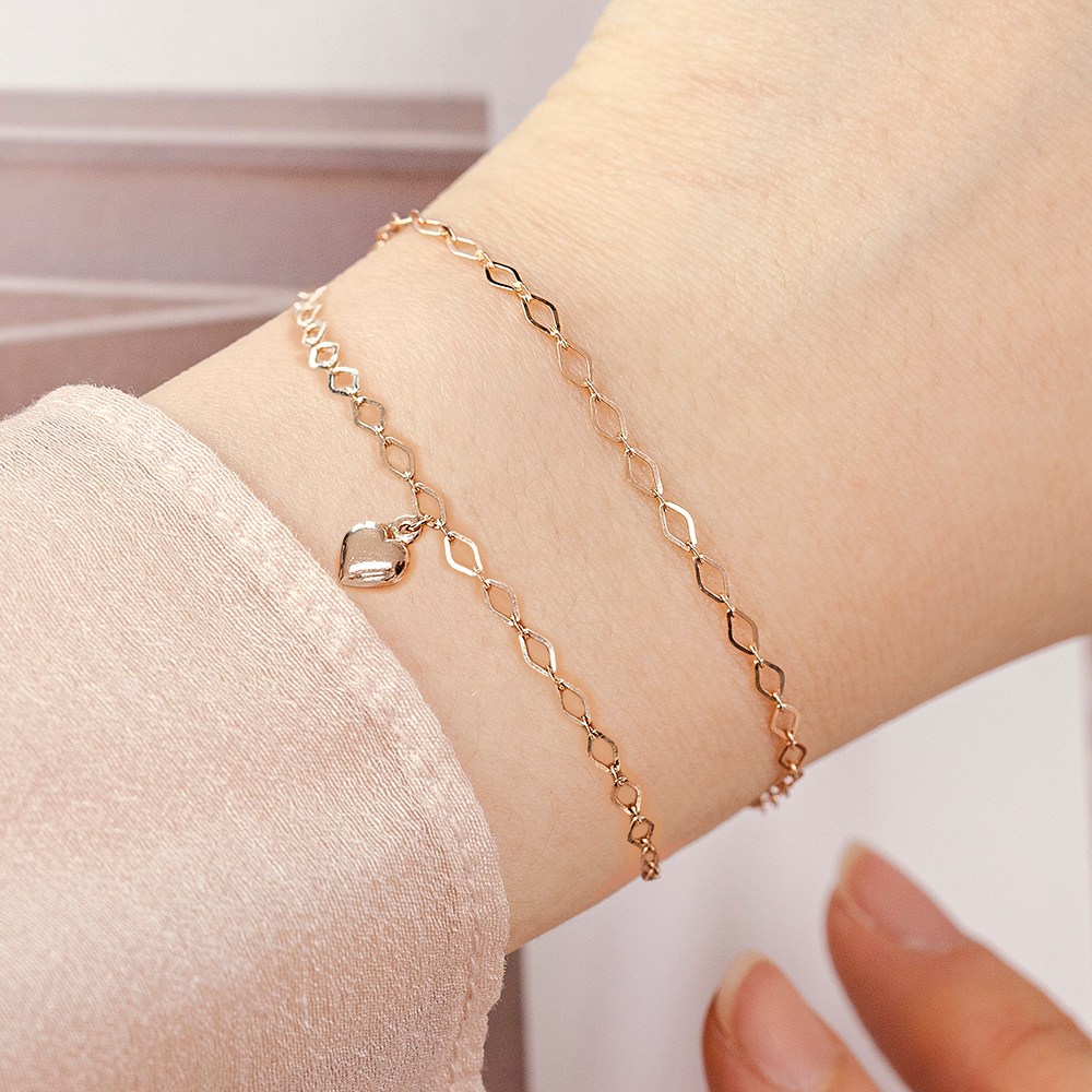 제이로사 14k 슈가로 체인 여성 데일리 심플 레이어드 금 팔찌 275,000원