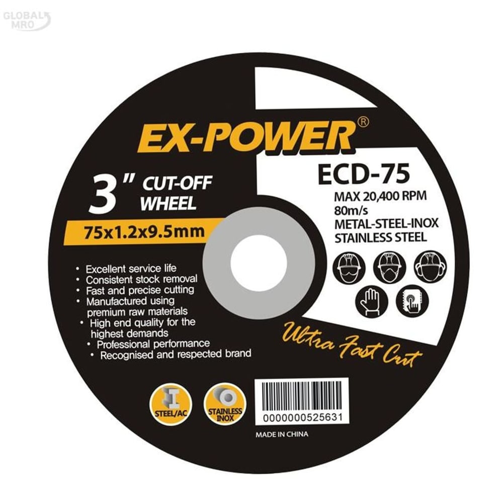 파츠 이엑스파워 연마/절단 절단석 3 75 x 1.2 9.5 SUS 겸용/ECD-75 25EA 79000EA 1EA 34,870원