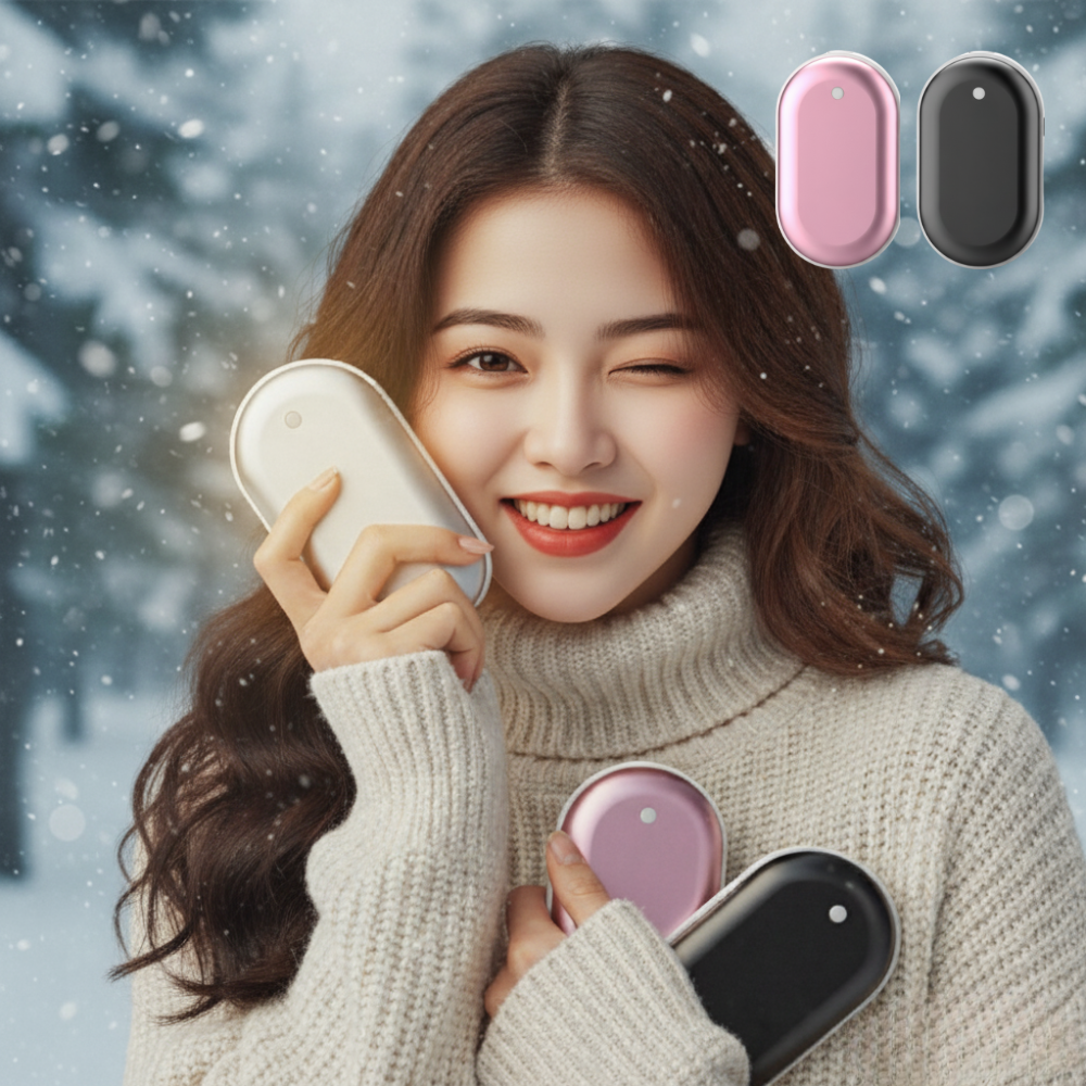 [1+1] 누바르 완전따숩 충전식 손난로 핫팩 휴대용 보조배터리 C타입 5000mAh, 샴피인핑크+미드나잇블랙 19,900원