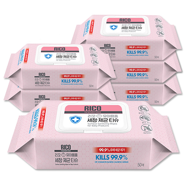 리꼬 유아용품 세정 제균 소독티슈 캡형 50매입, 6개 14,000원